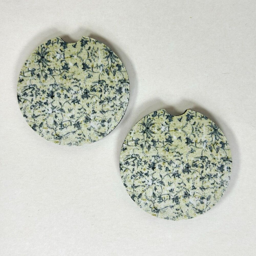 Vintage Floral Pattern Car Coasters - Set of 2 - Car Accessories